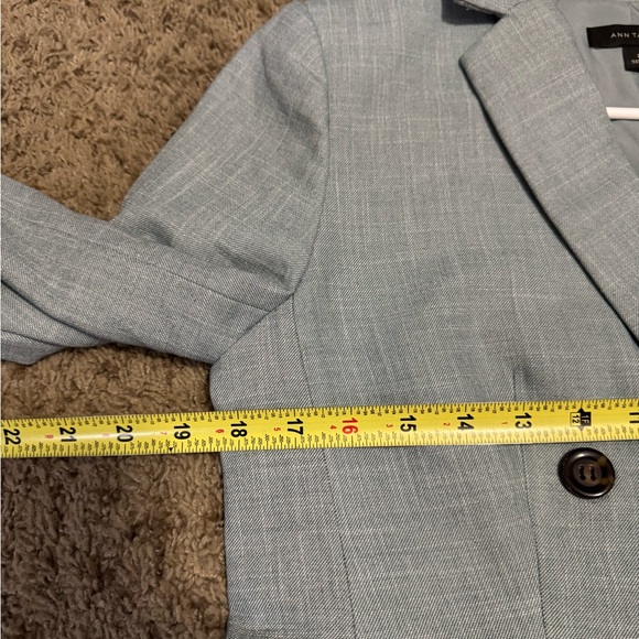 ANN TAYLOR Light Gray Green Double Breasted Blazer Career Office Academia Sz 2 - Picture 9 of 11